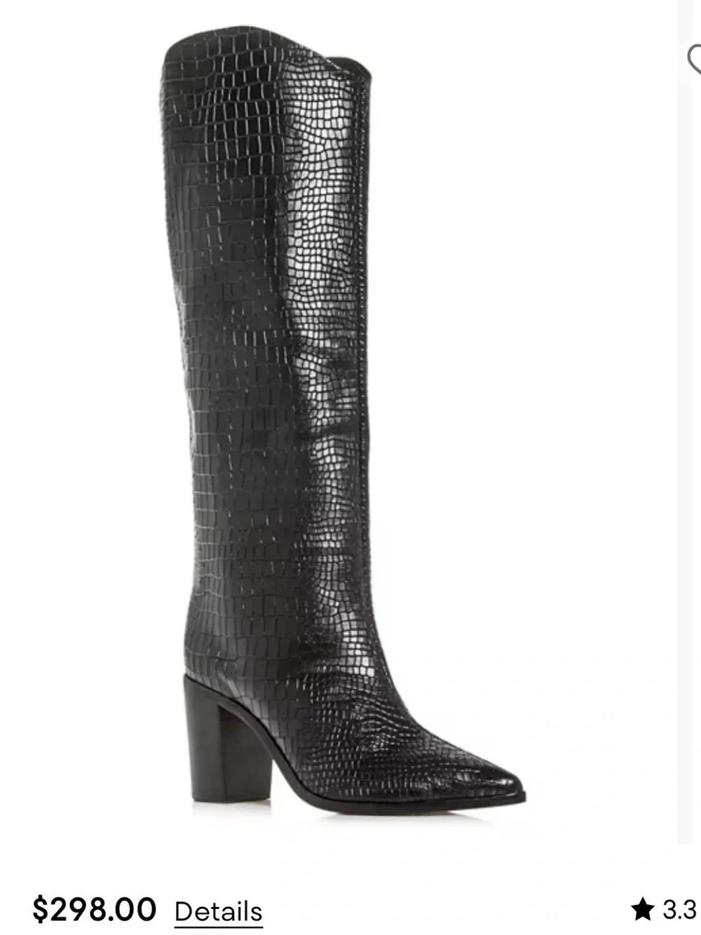 Schutz Maryana Black Croc Embossed Leather Knee High Boots US 8 EU 38